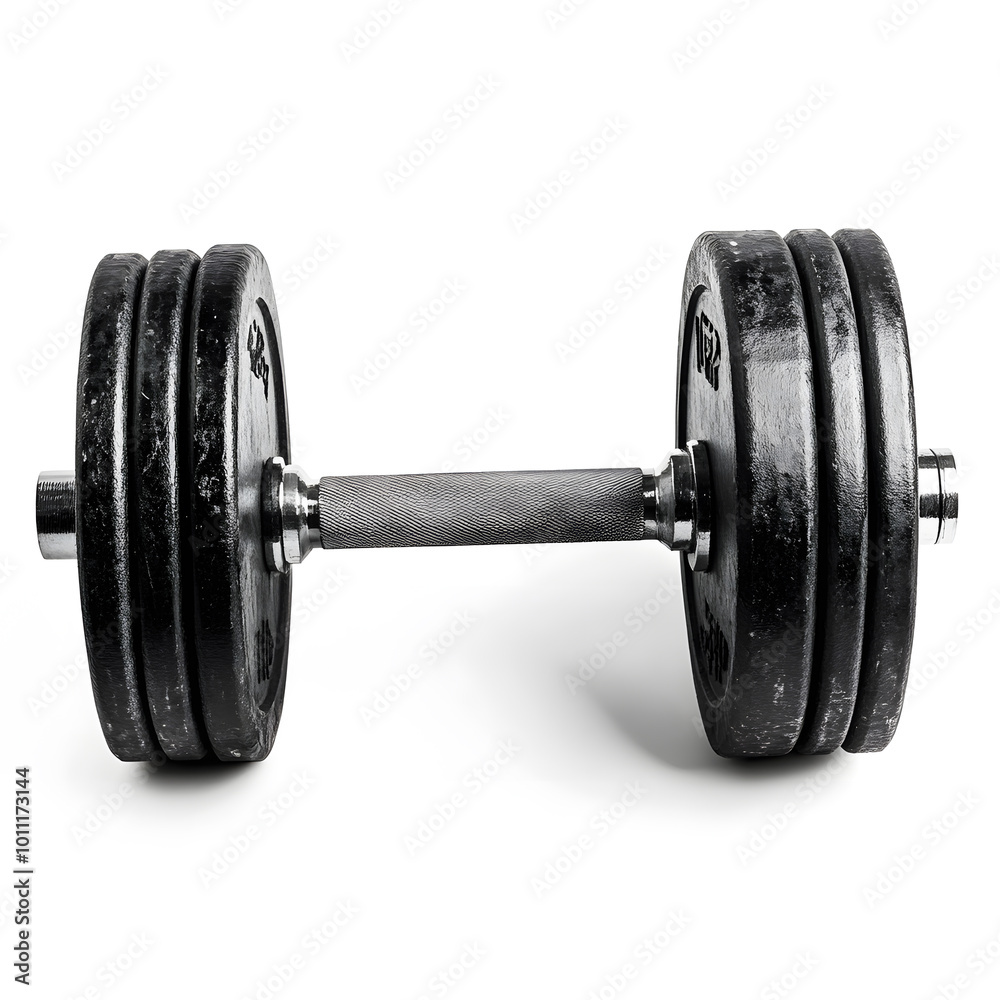 Naklejka premium Black Fitness Dumbbell Isolated On White Background