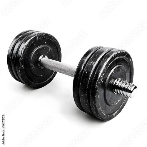 Black Fitness Dumbbell Isolated On White Background