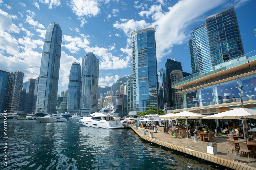 Obraz premium business district with skyscrapers