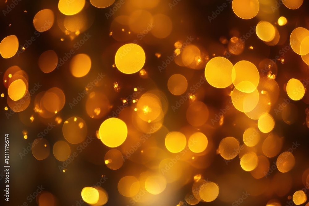 A blurred background of warm, glowing golden orbs, creating a festive and inviting atmosphere.