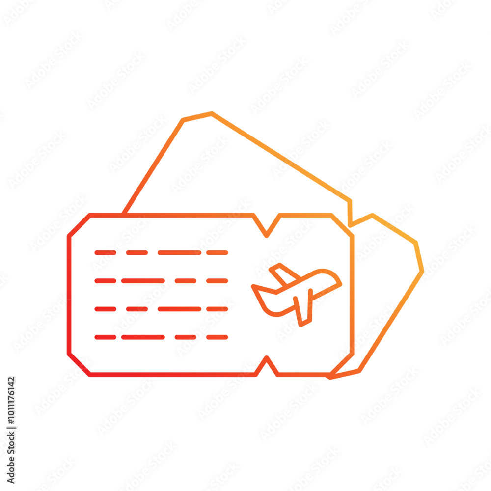 Flight Ticket gradient icon with white background vector stock illustration Flight Ticket gradient icon with white background vector stock illustration