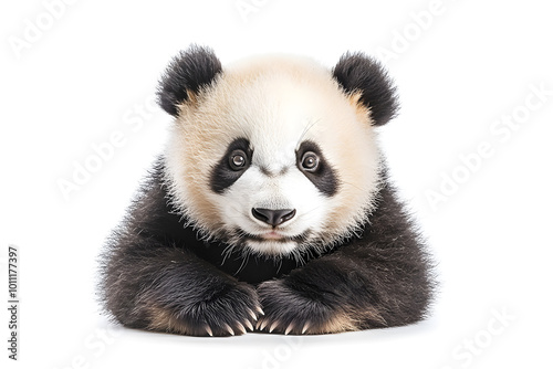 Cute panda isolated on white background