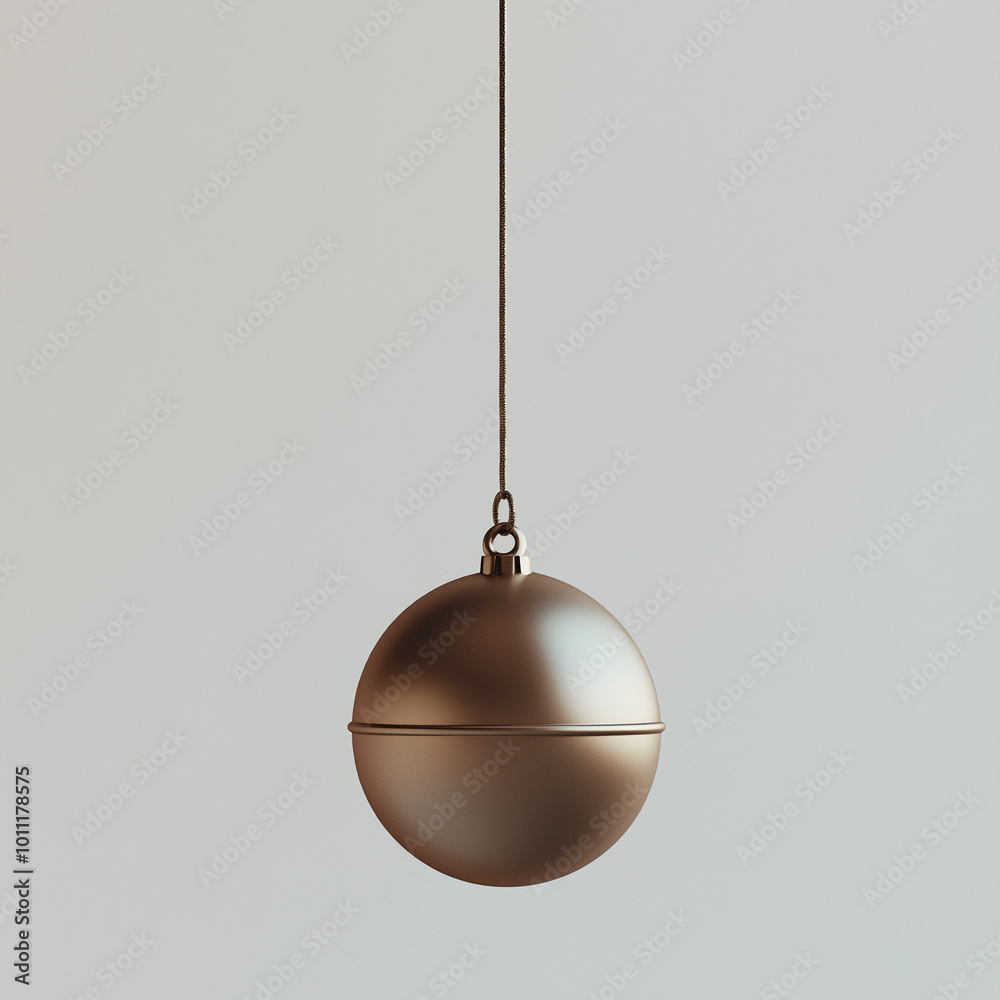 Minimalist metallic Christmas bauble hanging on a string Minimalist metallic Christmas bauble hanging on a string