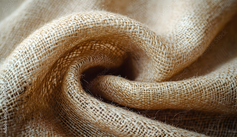 A close-up of the texture and weave of burlap fabric showcases its coarse, fibrous nature and distinctive patterns. The image highlights the natural, rustic charm of burlap, making it ideal for use in A close-up of the texture and weave of burlap fabric showcases its coarse, fibrous nature and distinctive patterns. The image highlights the natural, rustic charm of burlap, making it ideal for use in