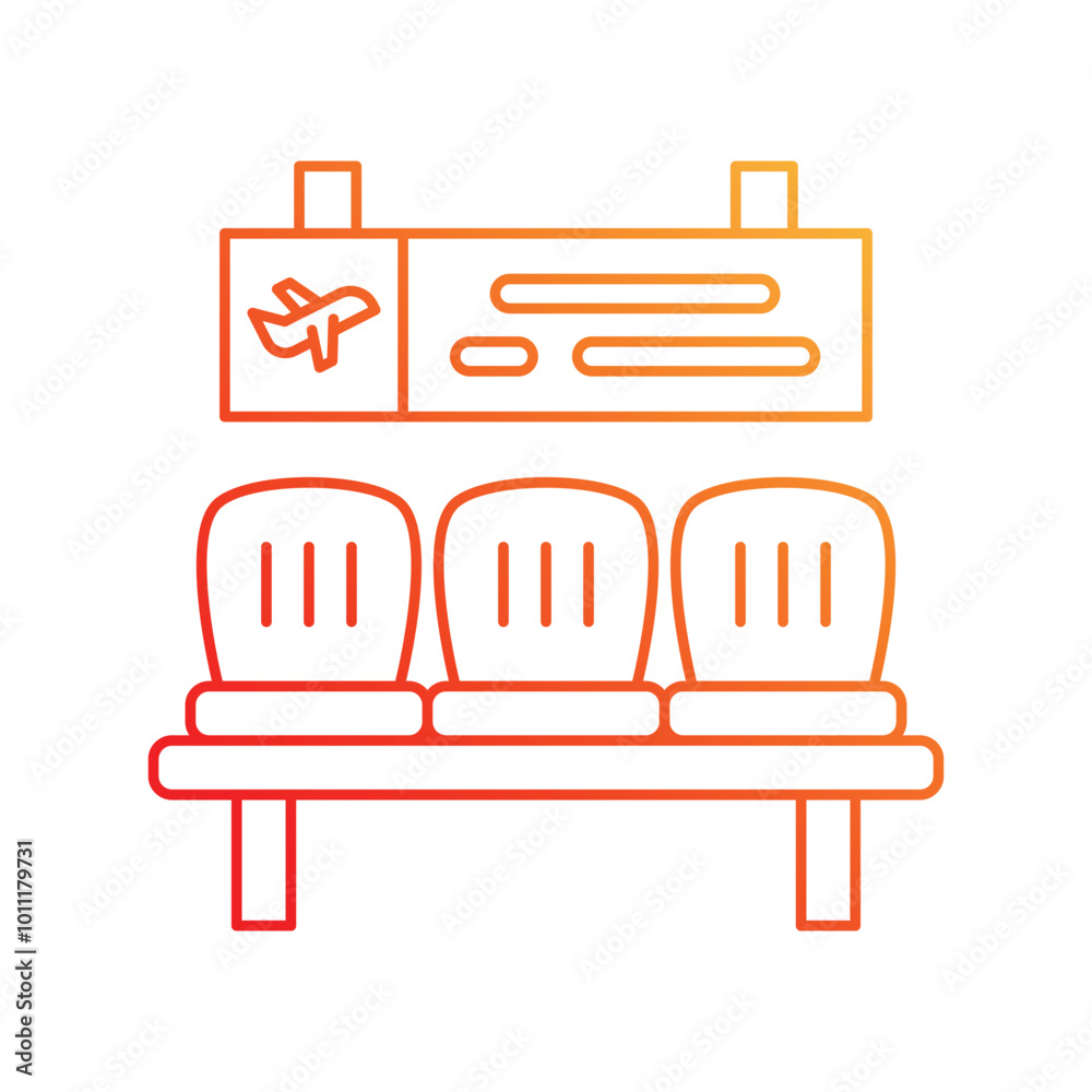 Waiting Seats gradient icon with white background vector stock illustration Waiting Seats gradient icon with white background vector stock illustration