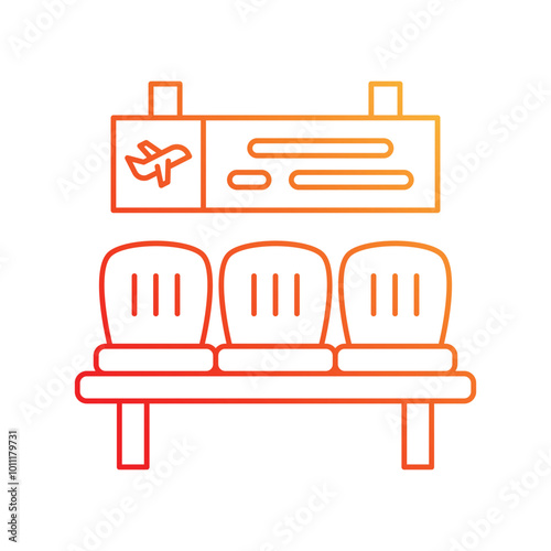 Waiting Seats gradient icon with white background vector stock illustration