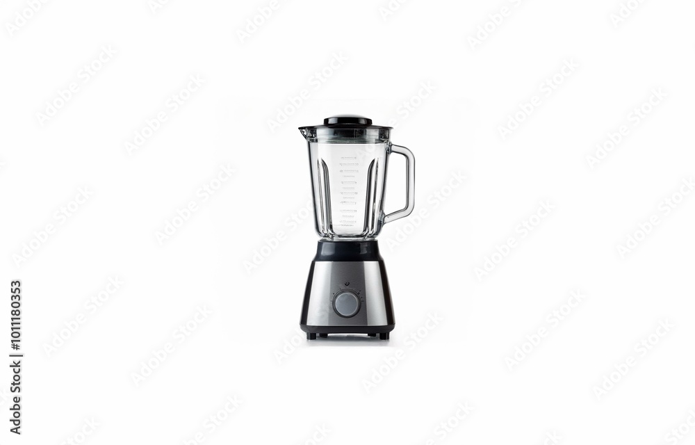 A blender with a glass pitcher, a black lid, and a stainless-steel base. A blender with a glass pitcher, a black lid, and a stainless-steel base.