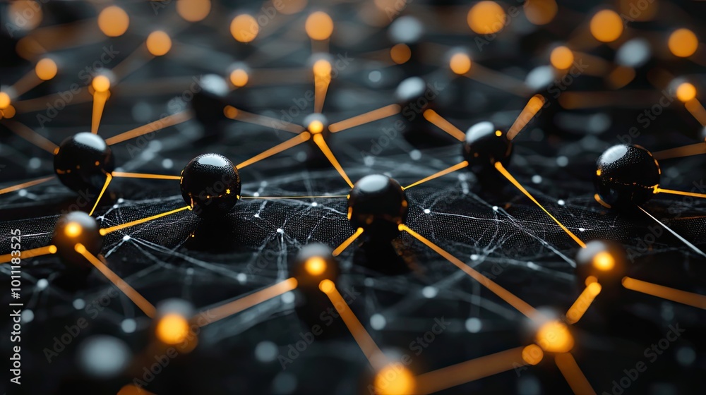 Single Node Sphere black spheres connected by lines representing nodes ,connections in ...