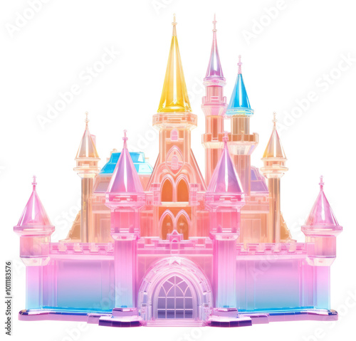 PNG Toy castle iridescent white background confectionery architecture.