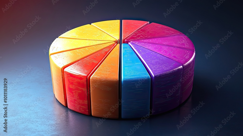 Obraz premium bold pie chart representing market segmentation with vibrant colors ,distinct segments