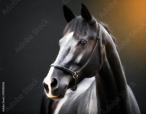 Retrato de caballo pura sangre en fondo negro photo