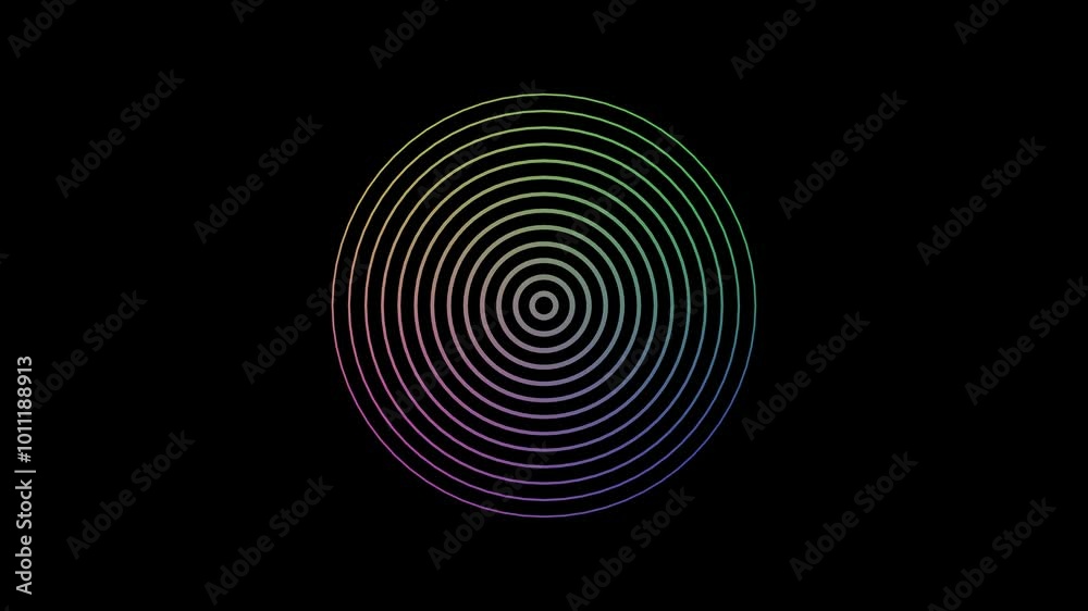 Digital Radio wave circle background. 4 color Radio signal 4k animation. on black background Digital Radio wave circle background. 4 color Radio signal 4k animation. on black background