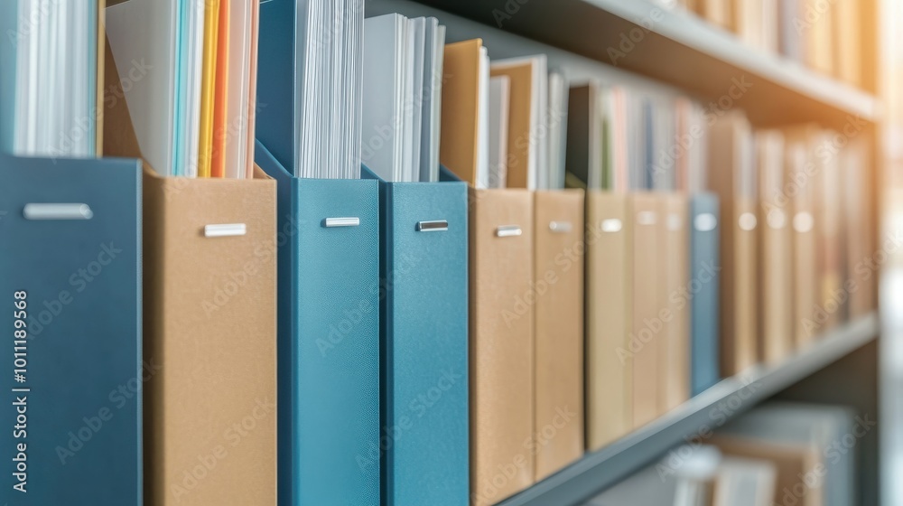 Close Up of Organized Files in a Shelf. Close Up of Organized Files in a Shelf.