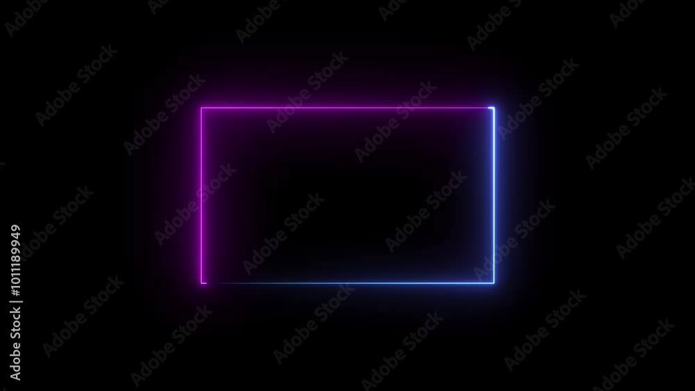 abstract glowing neon rectangle border frame in the shape rectangle glowing line animation. on black background abstract glowing neon rectangle border frame in the shape rectangle glowing line animation. on black background