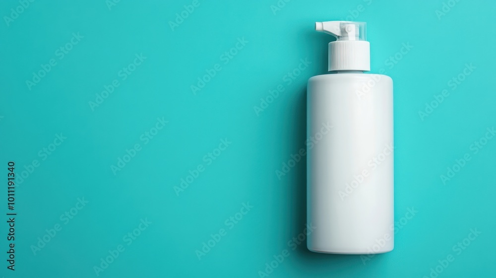 White Pump Bottle on Blue Background. White Pump Bottle on Blue Background.