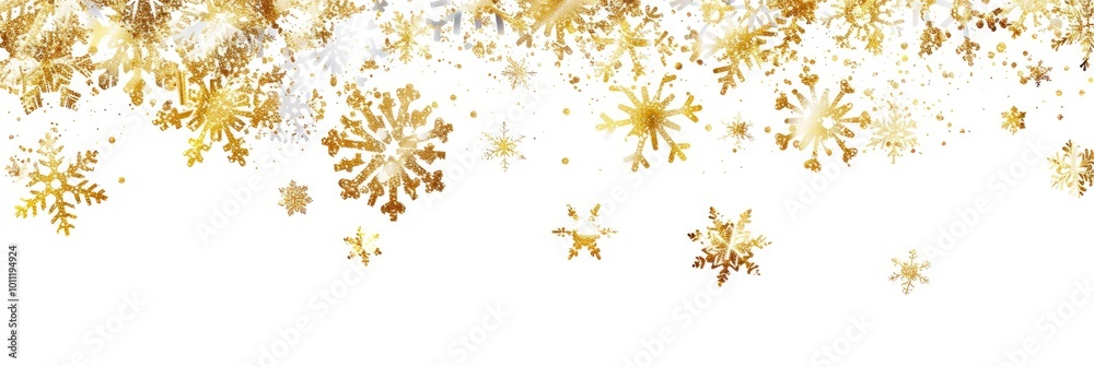 Christmas Borders. Golden Glitter Snowflake Borders for Festive Background Christmas Borders. Golden Glitter Snowflake Borders for Festive Background