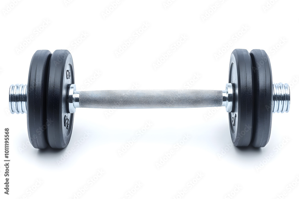 Fototapeta premium Black Fitness Dumbbell Isolated On White Background