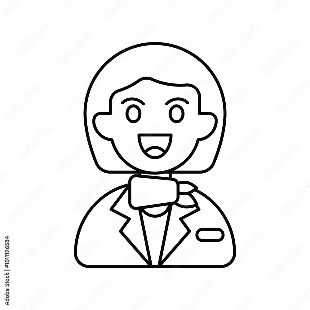 Air Hostess line icon with white background vector stock illustration Air Hostess line icon with white background vector stock illustration