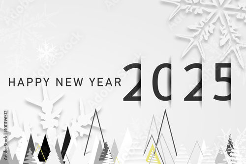 Happy new year - best wishes 2025 with colorful truncated number. Perfect vector for poster, banner, greeting and new year 2025 celebration.