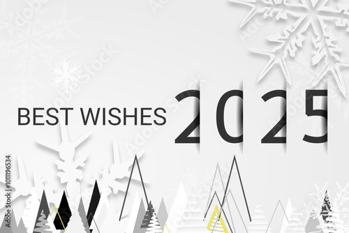 Happy new year - best wishes 2025 with colorful truncated number. Perfect vector for poster, banner, greeting and new year 2025 celebration.