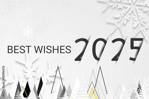 Happy new year - best wishes 2025 with colorful truncated number. Perfect vector for poster, banner, greeting and new year 2025 celebration.