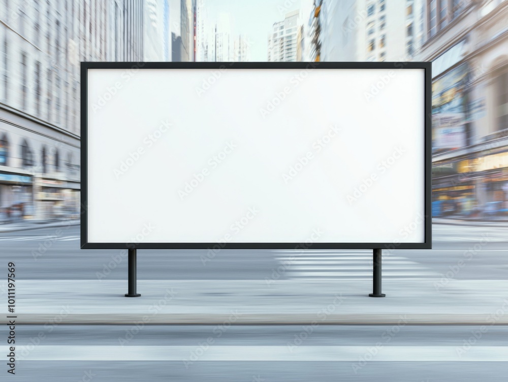 Empty Billboard in Busy City Environment Empty Billboard in Busy City Environment