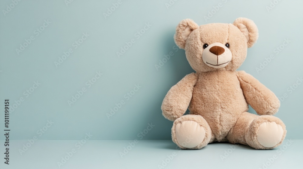 Cute Teddy Bear on Blue Background. Cute Teddy Bear on Blue Background.