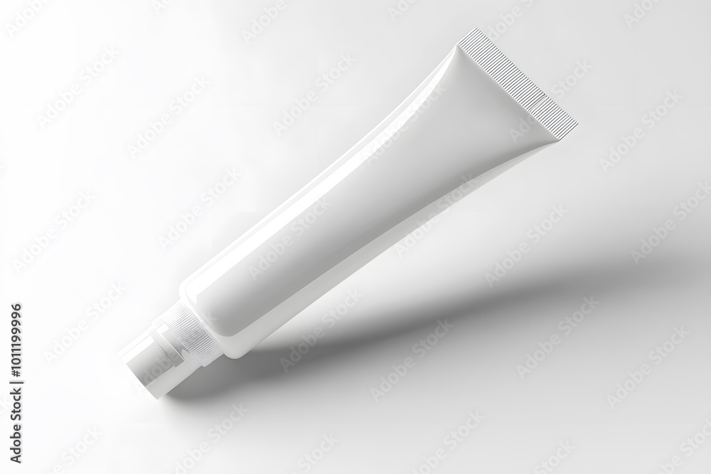 White glossy plastic tube with cap mockup isolated on white background White glossy plastic tube with cap mockup isolated on white background