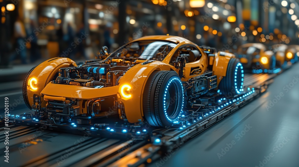 two robotics engineers assembling robotic car concept of modern technology in industries automated processes automotive two robotics engineers assembling robotic car concept of modern technology in industries automated processes automotive
