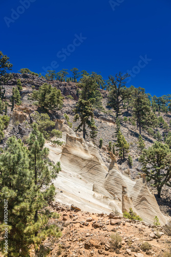 Paisaje Lunar, Tenerife, slender rock formations called hoodoos dominate the landscape