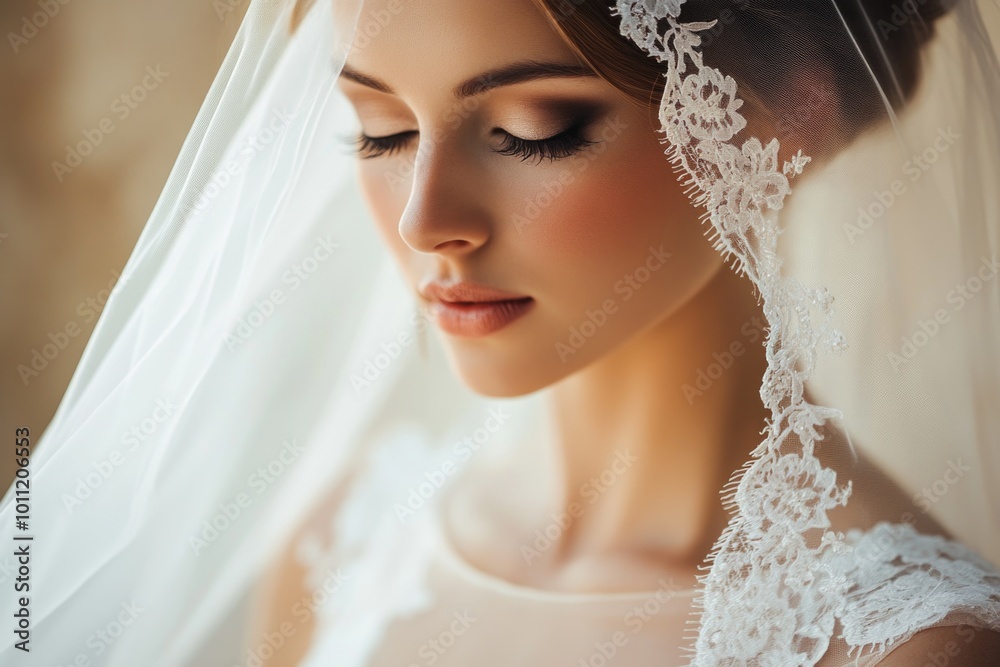 Elegant Close-Up of Bride's Veil with Delicate Details Elegant Close-Up of Bride's Veil with Delicate Details