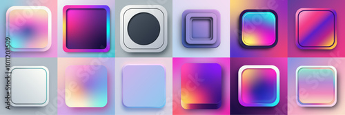 Set of square gradient logo backgrounds 
