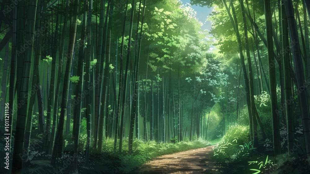 Obraz premium landscape forrest of anime background, can use for wallpaper