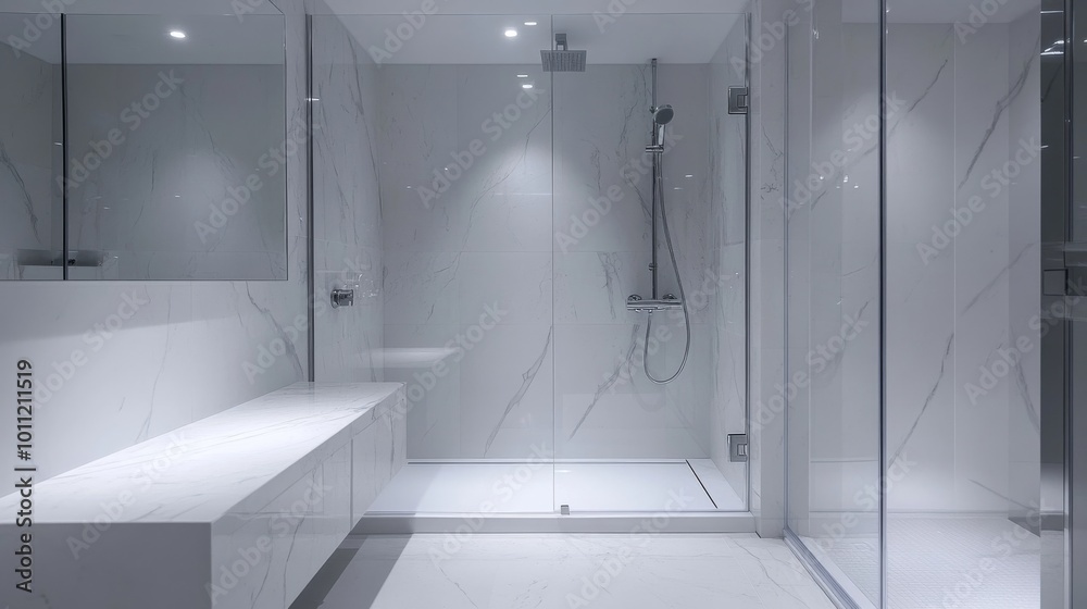 Elegant white shower in a luxurious house Elegant white shower in a luxurious house
