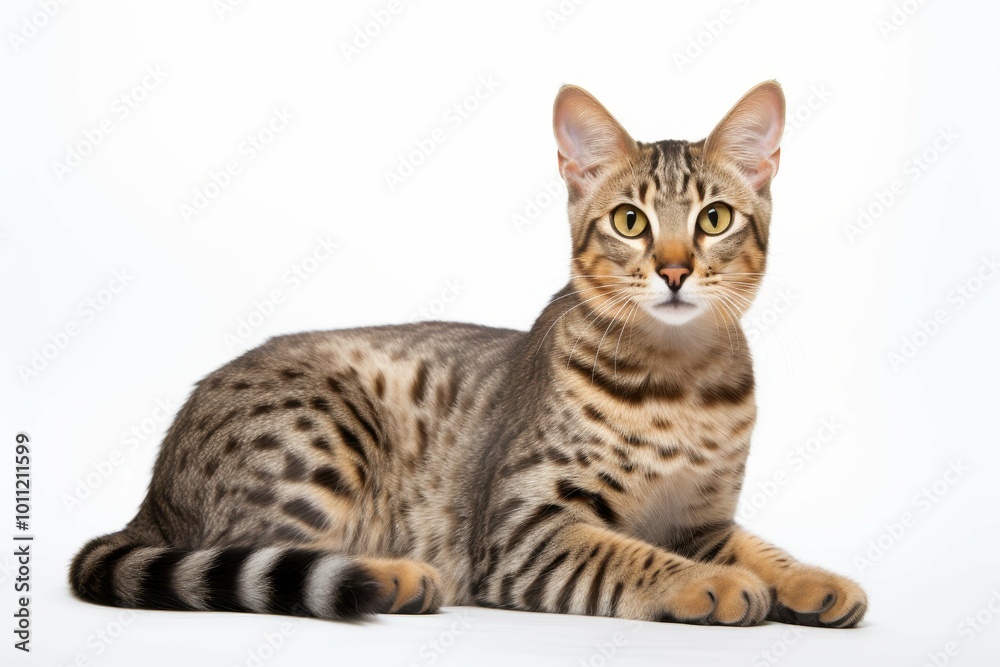 Savannah cat on white background Savannah cat on white background
