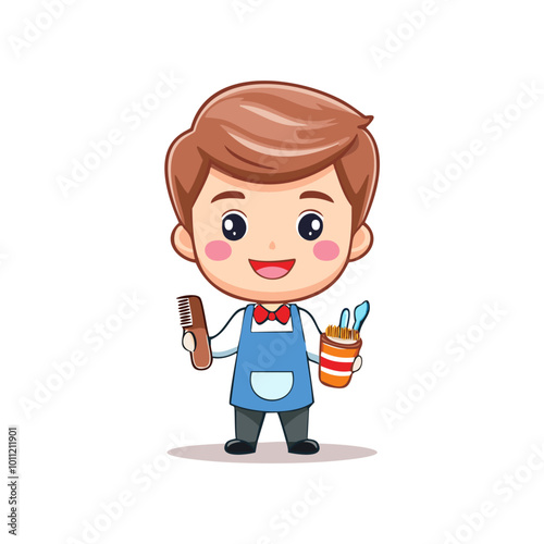 Barber Cute Worker Work Job Profession Professional Occupation Cartoon Character
