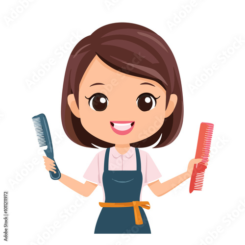 Barber Cute Worker Work Job Profession Professional Occupation Cartoon Character
