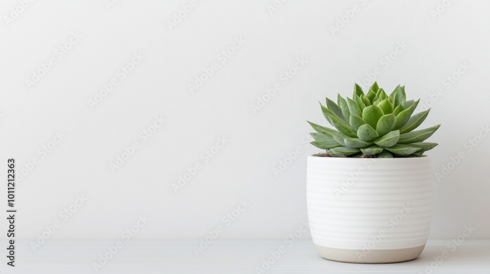 Succulent Plant in White Pot on White Background. Succulent Plant in White Pot on White Background.