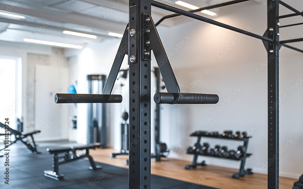 Fototapeta premium Close-up of a pull-up bar in a gym.