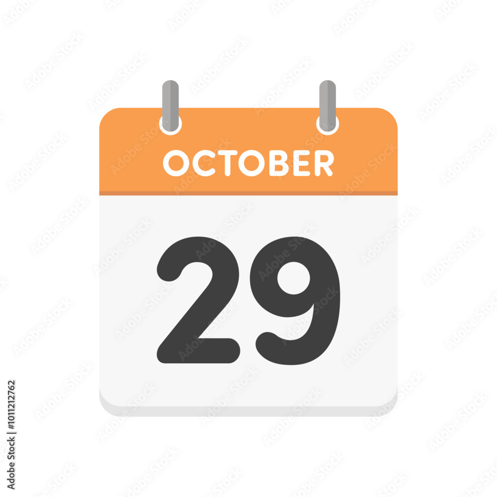 Flip Calendar icon for October 29 - A simple calendar design in English with the date Oct 29 Flip Calendar icon for October 29 - A simple calendar design in English with the date Oct 29