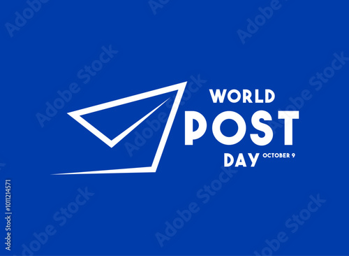 World Post Day. October 9. Blue background.