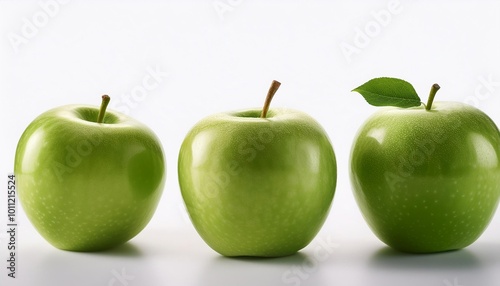 Green Apple on white background. Apple Fruit Isolated.