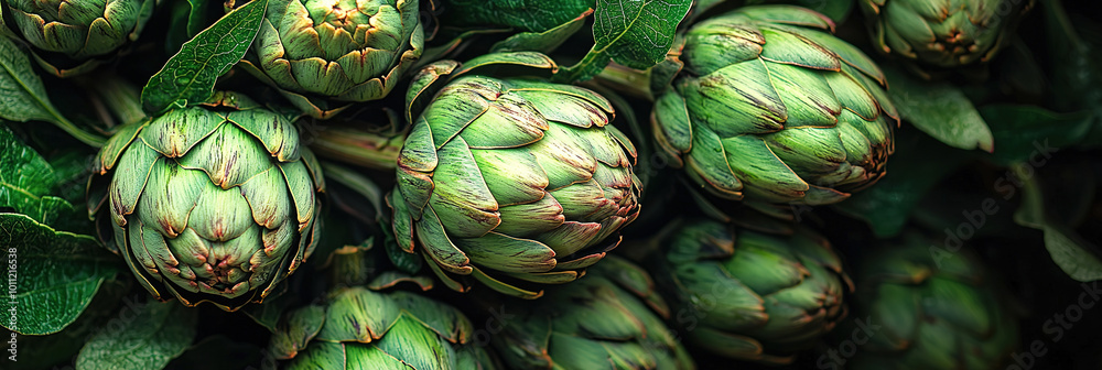 Fototapeta premium close up of artichokes, full frame, food advertising