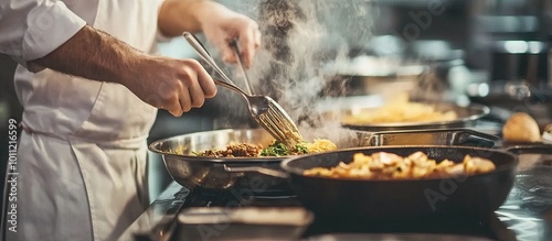 Chef Cooking in a Busy Kitchen