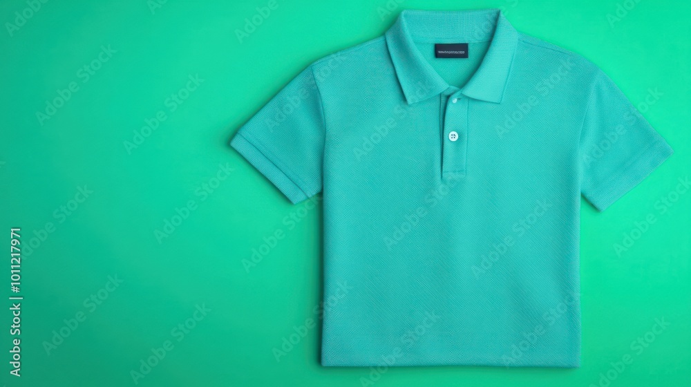 Green Polo Shirt Mockup on Green Background. Green Polo Shirt Mockup on Green Background.