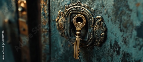 Antique Key in a Vintage Lock