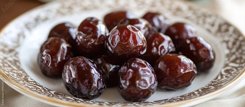 Close-up of a Plate of Dates Close-up of a Plate of Dates