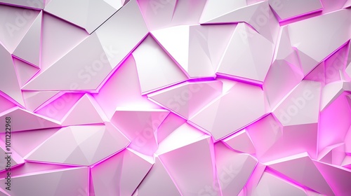 Abstract pink and white geometric background of glowing 3d polygonal shapes. Modern and futuristic design for digital and technology concepts.