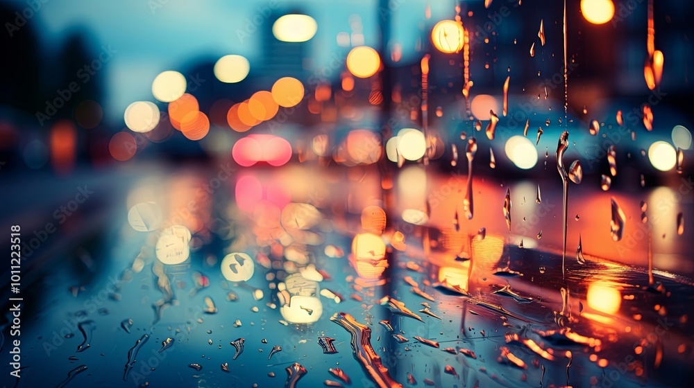 A symphony of raindrops on a window pane, capturing the vibrant glow of city lights. A symphony of raindrops on a window pane, capturing the vibrant glow of city lights.