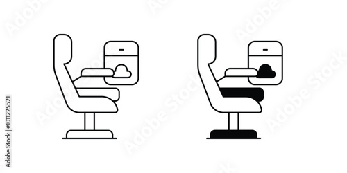 Airplane Seat set icon with white background vector stock illustration